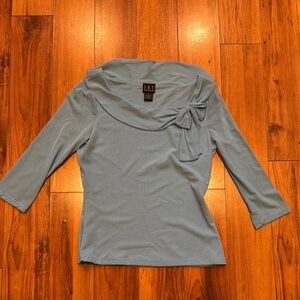 INC International Concepts Light Blue Asymmetrical Tie Front Blouse